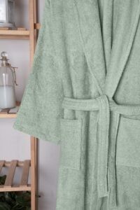 birlik1952 home1961 bukle banyo bornoz bathrobe robe bath turkish cotton hand towel set gift box hediye kutulu bornoz seti pamuklu el havlusu adaçayı yeşil sage green