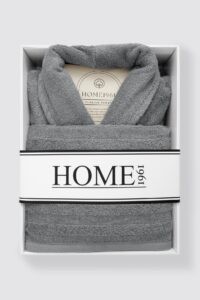 birlik1952 home1961 bukle banyo bornoz bathrobe robe bath turkish cotton hand towel set gift box hediye kutulu bornoz seti pamuklu el havlusu grey gri antrasit