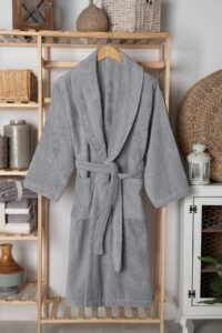 birlik1952 home1961 bukle banyo bornoz bathrobe robe bath turkish cotton hand towel set gift box hediye kutulu bornoz seti pamuklu el havlusu grey gri antrasit