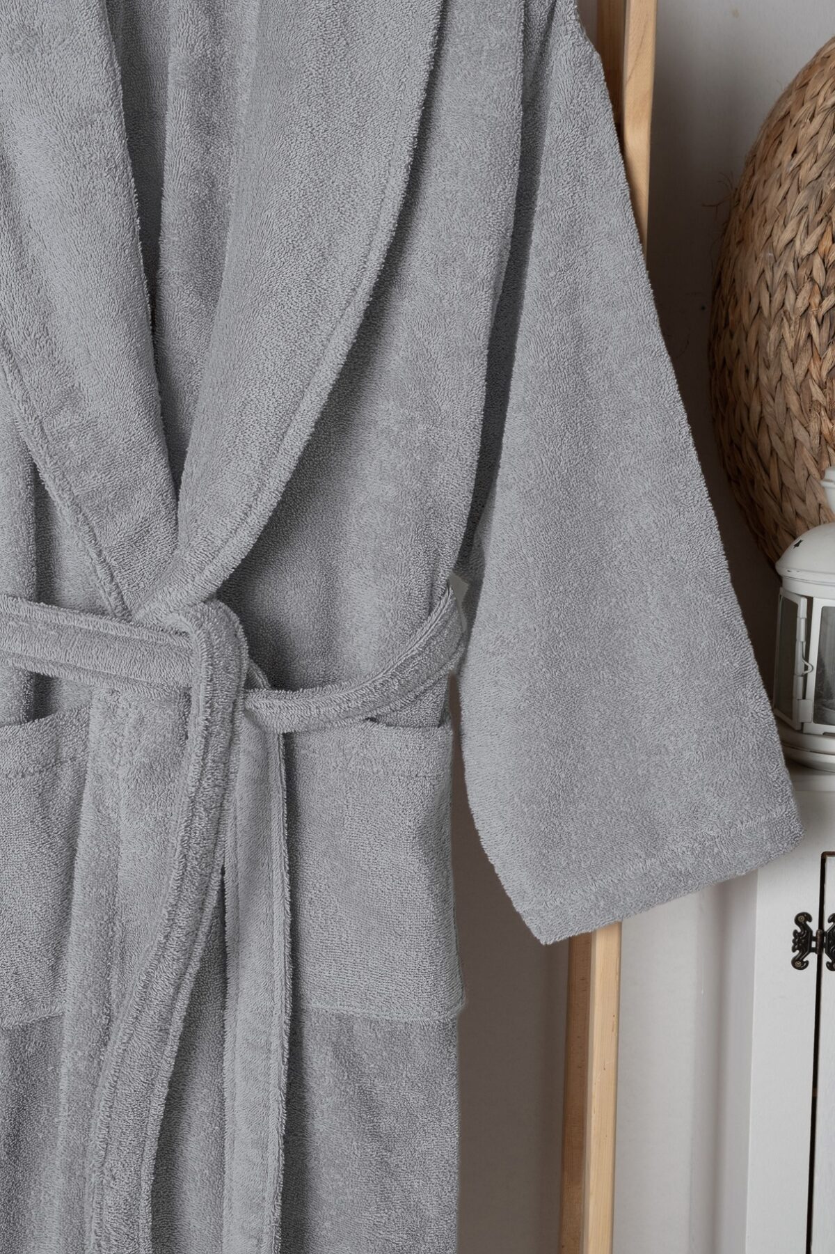 birlik1952 home1961 bukle banyo bornoz bathrobe robe bath turkish cotton hand towel set gift box hediye kutulu bornoz seti pamuklu el havlusu grey gri antrasit