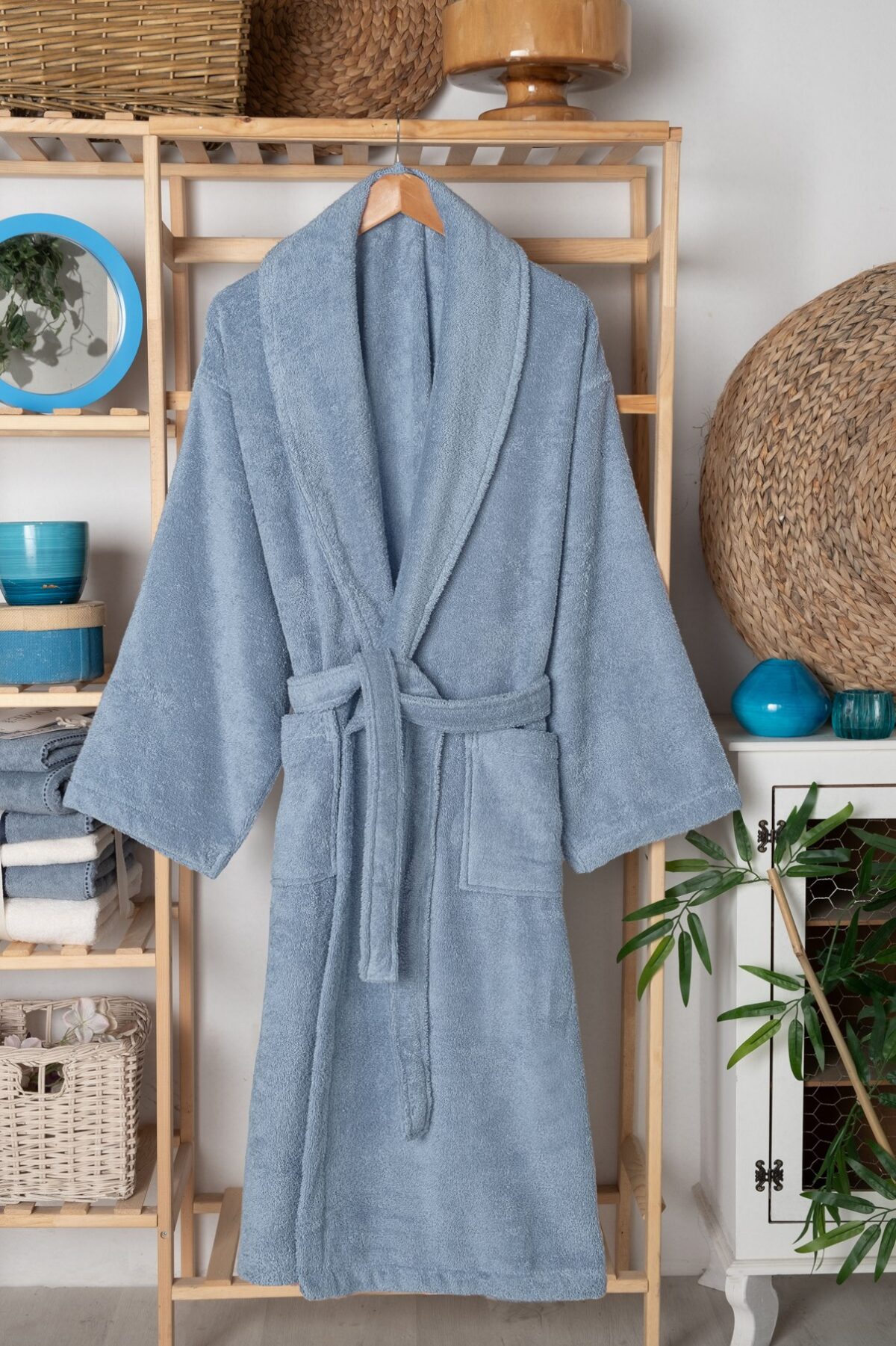 birlik1952 home1961 bukle banyo bornoz bathrobe robe bath turkish cotton hand towel set gift box hediye kutulu bornoz seti pamuklu el havlusu indigo mavi blue