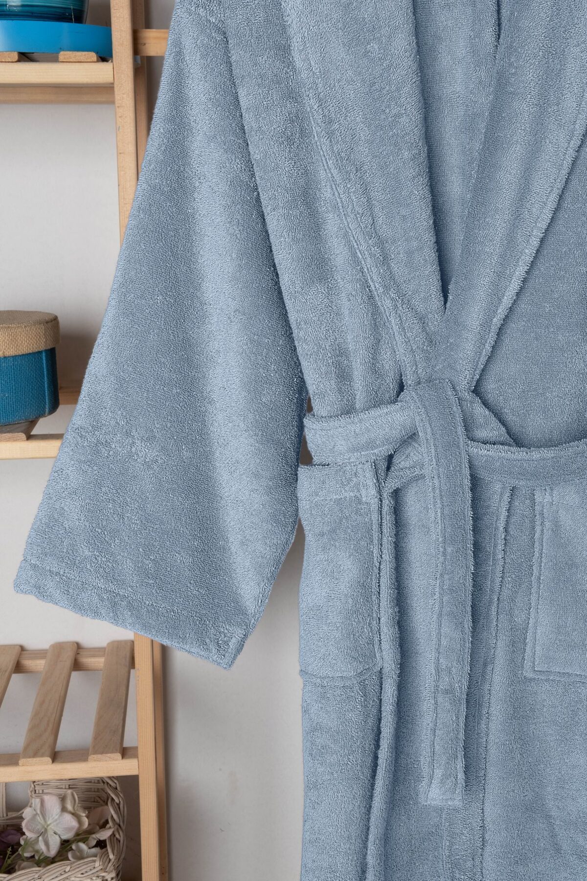 birlik1952 home1961 bukle banyo bornoz bathrobe robe bath turkish cotton hand towel set gift box hediye kutulu bornoz seti pamuklu el havlusu indigo mavi blue