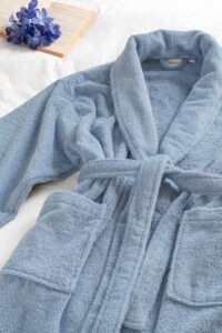 birlik1952 home1961 bukle banyo bornoz bathrobe robe bath turkish cotton hand towel set gift box hediye kutulu bornoz seti pamuklu el havlusu indigo mavi blue