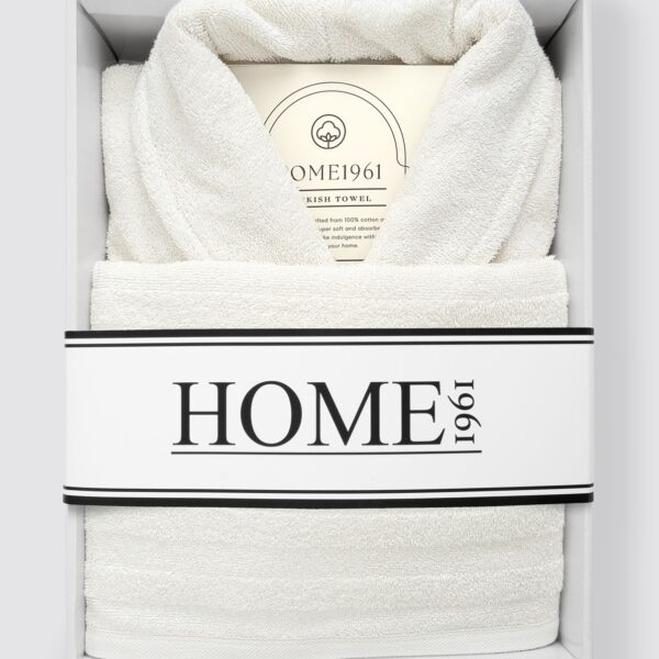 birlik1952 home1961 bukle banyo bornoz bathrobe robe bath turkish cotton hand towel set gift box hediye kutulu bornoz seti pamuklu el havlusu krem cream ekru