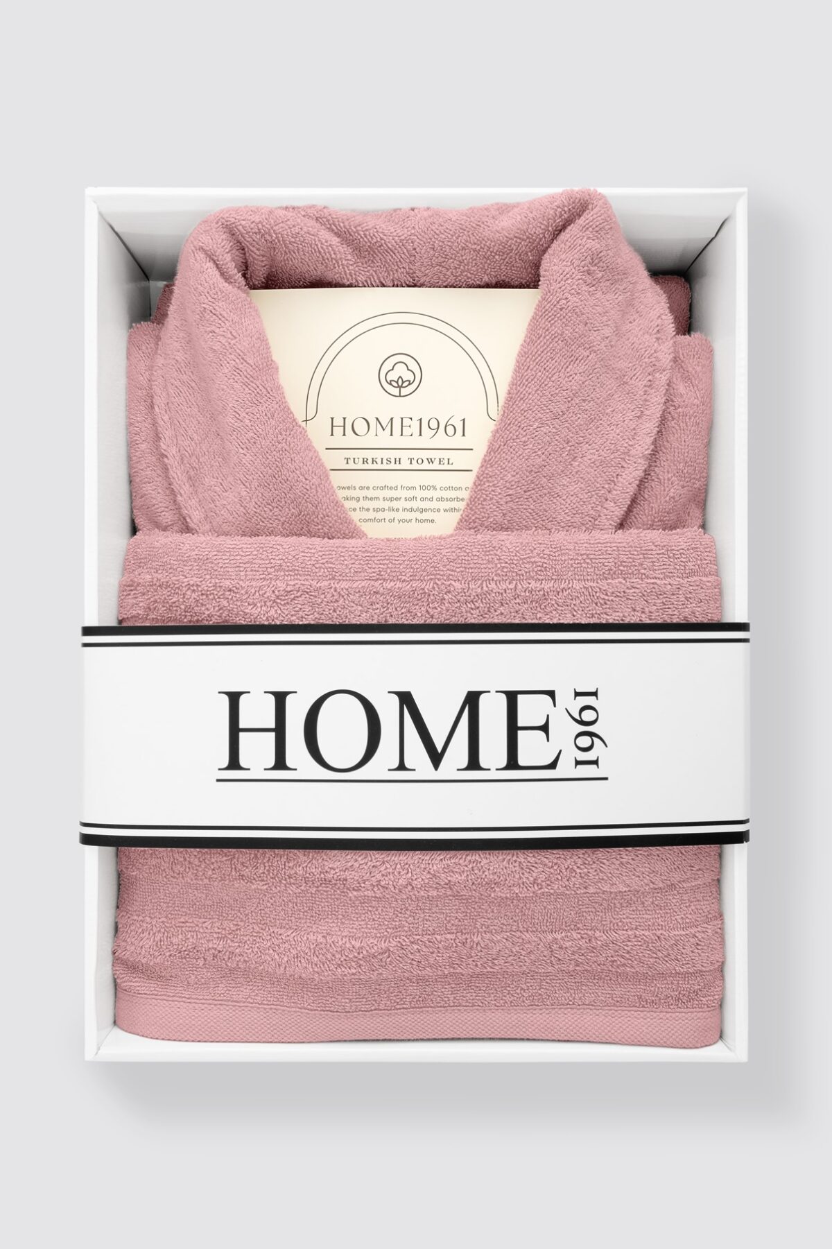 birlik1952 home1961 bukle banyo bornoz bathrobe robe bath turkish cotton hand towel set gift box hediye kutulu bornoz seti pamuklu el havlusu rose gül rengi pembe