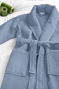 birlik1952 home1961 elmas petek pike banyo bornoz bathrobe robe bath turkish cotton hand towel set gift box hediye kutulu bornoz seti pamuklu el havlusu indigo mavi blue