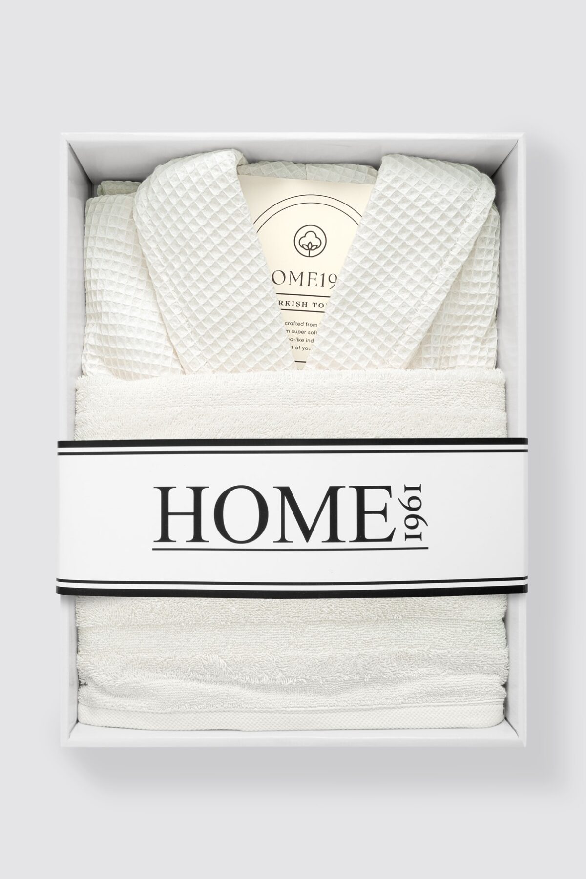 birlik1952 home1961 elmas petek pike banyo bornoz bathrobe robe bath turkish cotton hand towel set gift box hediye kutulu bornoz seti pamuklu el havlusu krem cream