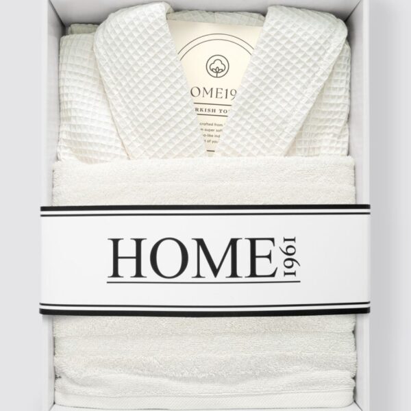 birlik1952 home1961 elmas petek pike banyo bornoz bathrobe robe bath turkish cotton hand towel set gift box hediye kutulu bornoz seti pamuklu el havlusu krem cream