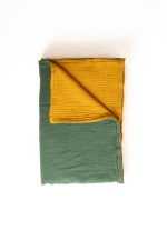 birlik1952 8 kat layer gauze müslin crinkle double side çift taraflı cotton bedspread swaddle quilt bedroom hardal mustard royal green yeşil