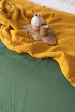 birlik1952 8 kat layer gauze müslin crinkle double side çift taraflı cotton bedspread swaddle quilt bedroom hardal mustard royal green yeşil