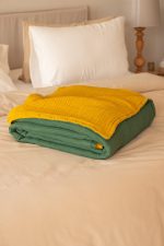 birlik1952 8 kat layer gauze müslin crinkle double side çift taraflı cotton bedspread swaddle quilt bedroom hardal mustard royal green yeşil