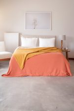 birlik1952 8 kat layer gauze müslin crinkle double side çift taraflı cotton bedspread swaddle quilt bedroom terracota hardal mustard kiremit