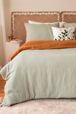 birlik1952 2 kat gauze muslin double side çift yönlü taraflı nevresim quilt cover bed linen set müslin adaçayı yeşil karamel caramel