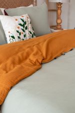 birlik1952 2 kat gauze muslin double side çift yönlü taraflı nevresim quilt cover bed linen set müslin adaçayı yeşil karamel caramel