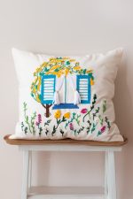 birlik1952 punch needle kırlent pillow case hand made el yapımı boho bohem linen yastık kılıfı alaçatı bodrum mimosa mimoza sarı yellow