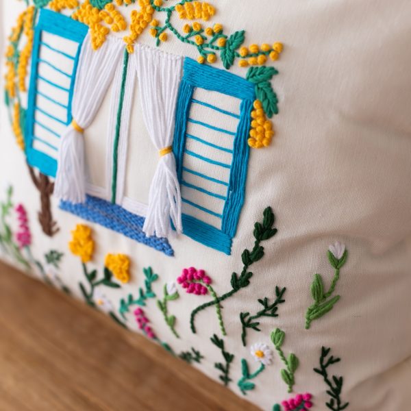 birlik1952 punch needle kırlent pillow case hand made el yapımı boho bohem linen yastık kılıfı alaçatı bodrum mimosa mimoza sarı yellow