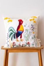 birlik1952 punch needle kırlent pillow case hand made el yapımı boho bohem linen yastık kılıfı horoz rooster