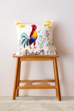 birlik1952 punch needle kırlent pillow case hand made el yapımı boho bohem linen yastık kılıfı horoz rooster