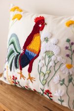 birlik1952 punch needle kırlent pillow case hand made el yapımı boho bohem linen yastık kılıfı horoz rooster