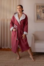 birlik1952 vivamaison double side müslin 2 4 kat layer gauze bathrobe robe bornoz wine şarap bej kum beige