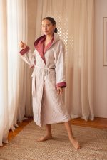 birlik1952 vivamaison double side müslin 2 4 kat layer gauze bathrobe robe bornoz wine şarap bej kum beige