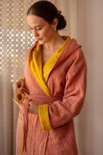 birlik1952 vivamaison double side müslin 2 4 kat layer gauze bathrobe robe bornoz terracota mustard hardal