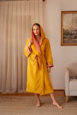 birlik1952 vivamaison double side müslin 2 4 kat layer gauze bathrobe robe bornoz terracota mustard hardal