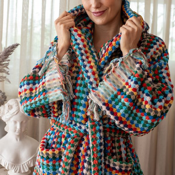 birlik1952 vivamaison bubble nohut bornoz gramajlı luxury robe bathrobe whosale cotton gökkuşağı rainbow