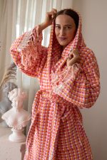 birlik1952 vivamaison bubble nohut bornoz gramajlı luxury robe bathrobe whosale cotton gökkuşağı pembe pink