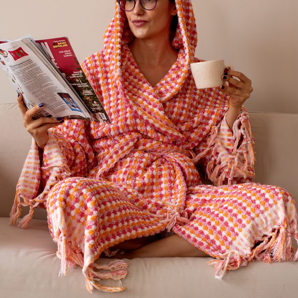 birlik1952 vivamaison bubble nohut bornoz gramajlı luxury robe bathrobe whosale cotton gökkuşağı pembe pink