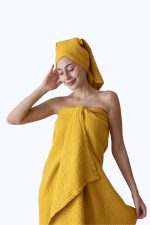 birlik1952 vivamaison müslin towel 4 kat müslin layer gauze havlu banyo el whosale toptan set hardal mustard sarı yellow