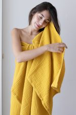 birlik1952 vivamaison müslin towel 4 kat müslin layer gauze havlu banyo el whosale toptan set hardal mustard sarı yellow