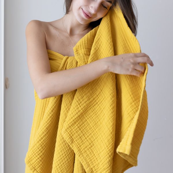 birlik1952 vivamaison müslin towel 4 kat müslin layer gauze havlu banyo el whosale toptan set hardal mustard sarı yellow