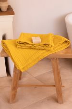 birlik1952 vivamaison müslin towel 4 kat müslin layer gauze havlu banyo el whosale toptan set hardal mustard sarı yellow