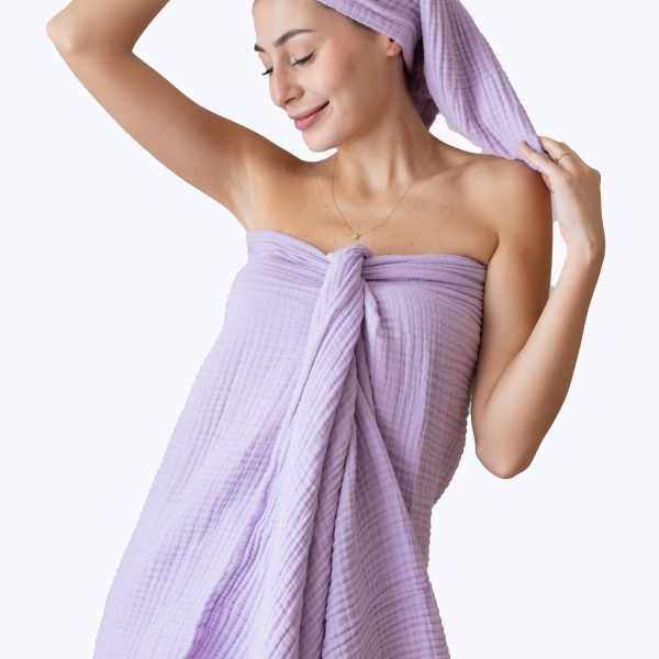 birlik1952 vivamaison müslin towel 4 kat müslin layer gauze havlu banyo el whosale toptan set lila lilac