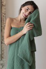 birlik1952 vivamaison müslin towel 4 kat müslin layer gauze havlu banyo el whosale toptan set royal green koyu yeşil orman