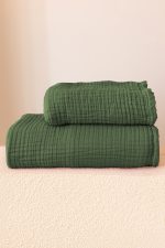 birlik1952 vivamaison müslin towel 4 kat müslin layer gauze havlu banyo el whosale toptan set royal green koyu yeşil orman