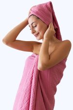 birlik1952 vivamaison müslin towel 4 kat müslin layer gauze havlu banyo el whosale toptan set şeker pembe sweet sugar pink